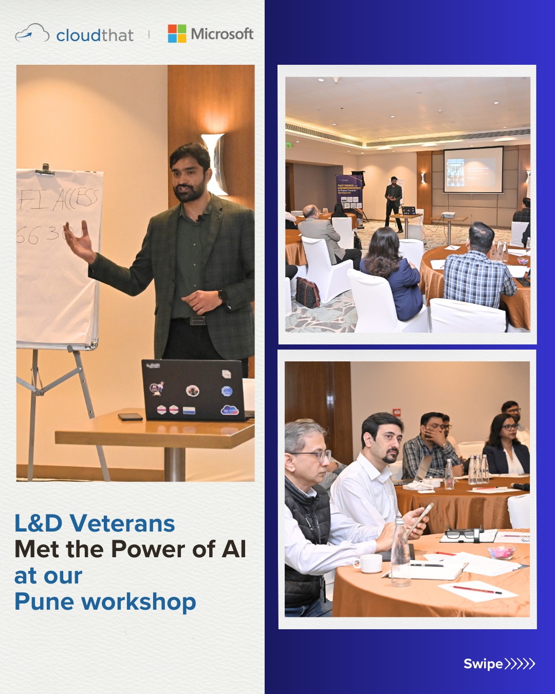 True learning isn’t about hours clocked, it’s about horizons widened.

Our Pune L&D workshop was exactly that - a space where people didn’t just listen, but asked, debated, tested ideas, and explored how AI can actually show up in real L&D work.

The room stayed curious. The conversations stayed honest. And when the session spilled into lunch, the learning didn’t stop: it just became more relaxed, reflective, and collaborative. Every participant walked away not just with insights, but with a certificate that recognized their intent to learn, engage, and grow - a small reminder of a big step in their learning journey.

Sharing a few moments from a room full of intent, ideas, and energy.
@microsoft | @sharatkanthi 

#LearningAndDevelopment #WorkforceUpskilling #DigitalTransformation
#CorporateTraining #SkillDevelopment #MicrosoftCopilot #PuneEvents