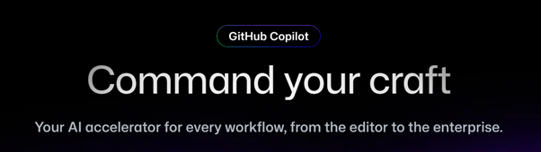 GitHub Copilot banner highlighting AI‑powered coding assistance for faster, focused software development.