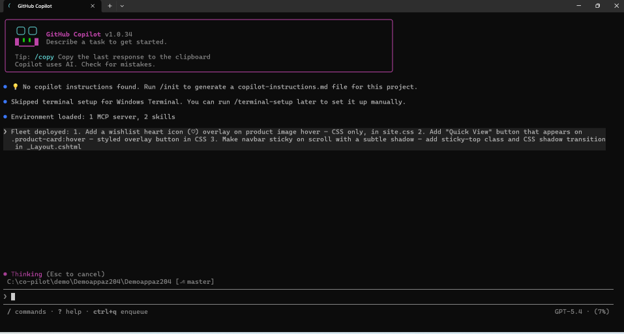 GitHub Copilot CLI Fleet orchestrating multi‑task UI updates with agent coordination and automated workflow execution.