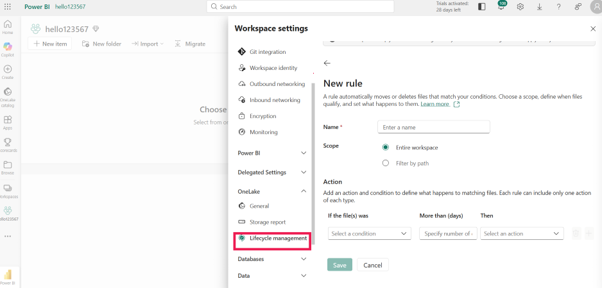Microsoft Fabric lifecycle management with automated storage tiering, cost optimization, governance, and capacity visibility.