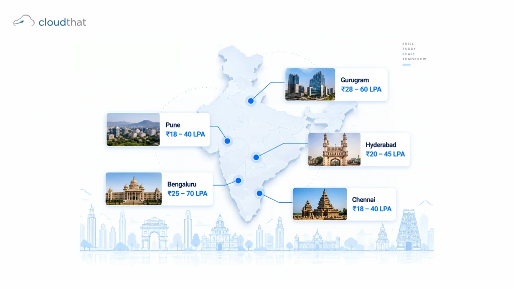 AI engineer salary by city in India infographic